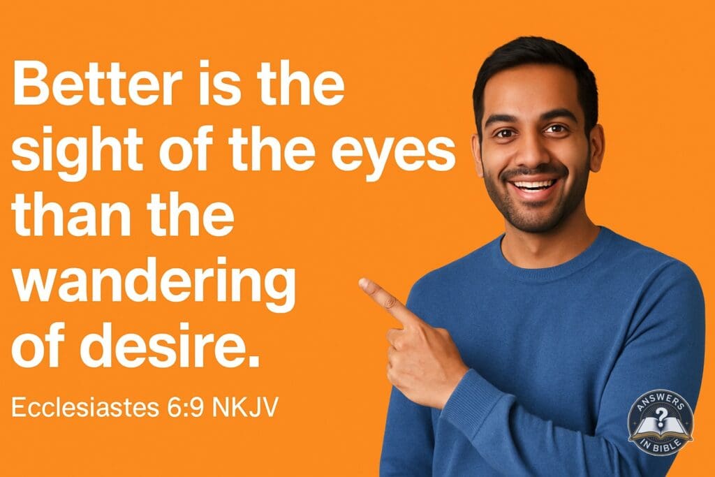 Weather presenter pointing to The Sight of the Eyes - Ecclesiastes 6:9 verse graphic