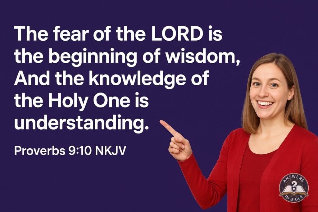 Weather presenter pointing to The Beginning of Wisdom - Proverbs 9:10 verse graphic