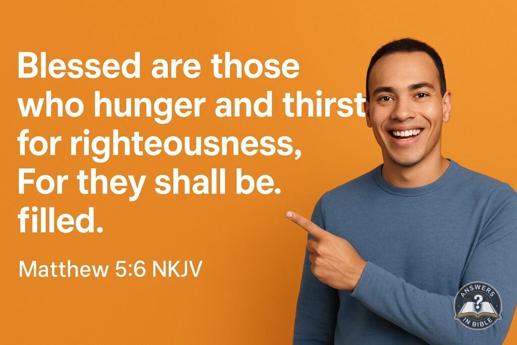 Weather presenter pointing to Hunger and Thirst for Righteousness - Matthew 5:6 verse graphic