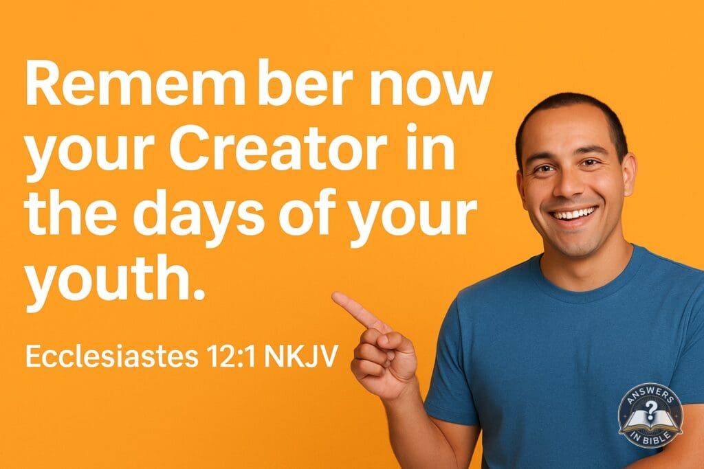 Weather presenter pointing to Remember Your Creator - Ecclesiastes 12:1 verse graphic