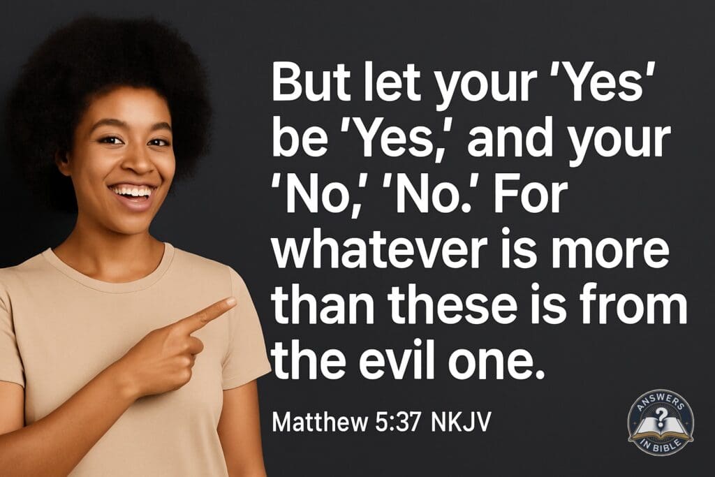 Weather presenter pointing to Let Your Yes Be Yes - Matthew 5:37 verse graphic