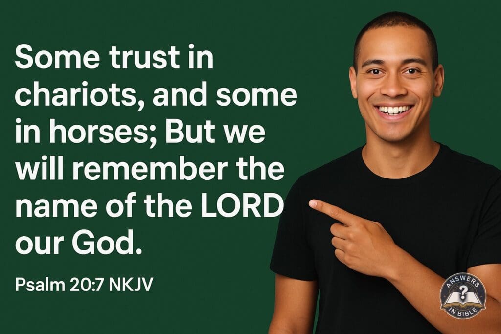 Weather presenter pointing to We Will Remember the Name - Psalm 20:7 verse graphic