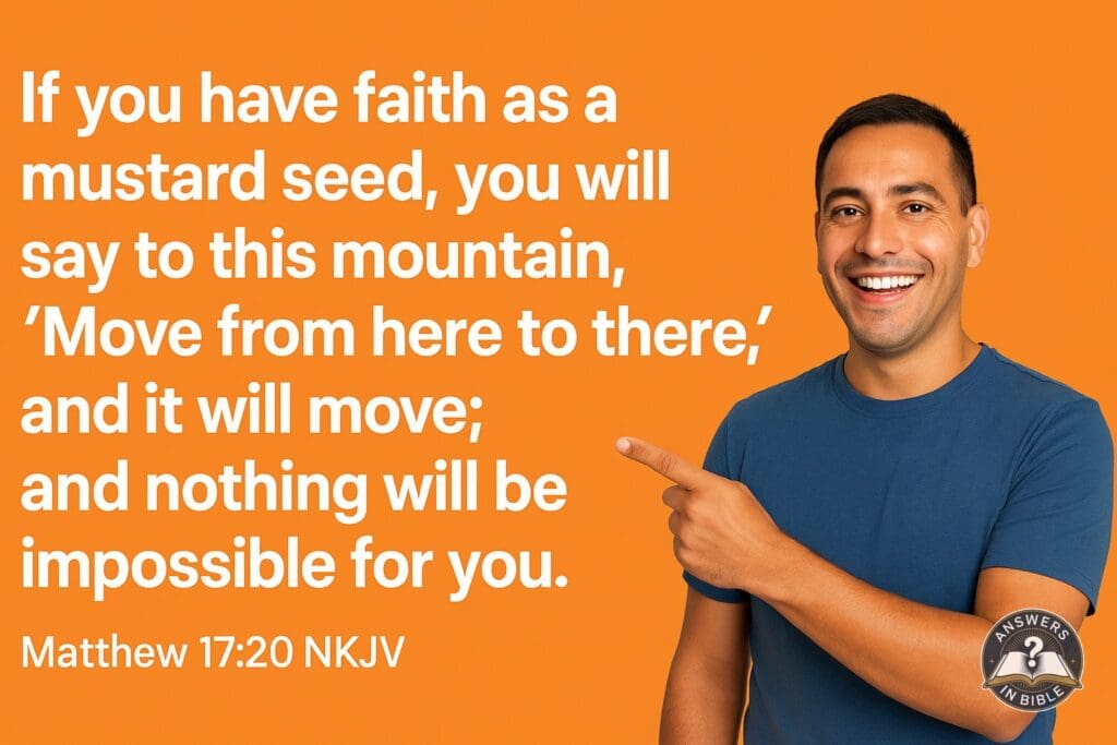 Weather presenter pointing to Faith as a Mustard Seed - Matthew 17:20 verse graphic