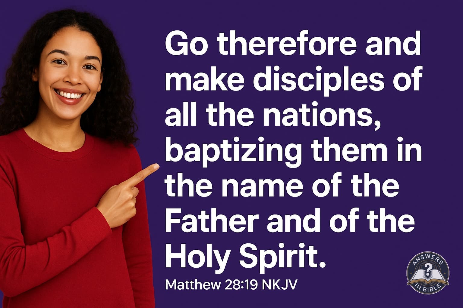 Weather presenter pointing to Make Disciples of All the Nations - Matthew 28:19 verse graphic