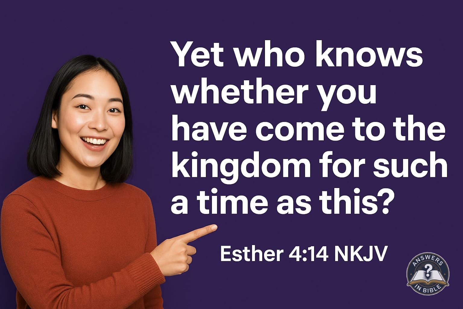 Weather presenter pointing to For Such a Time as This - Esther 4:14 verse graphic