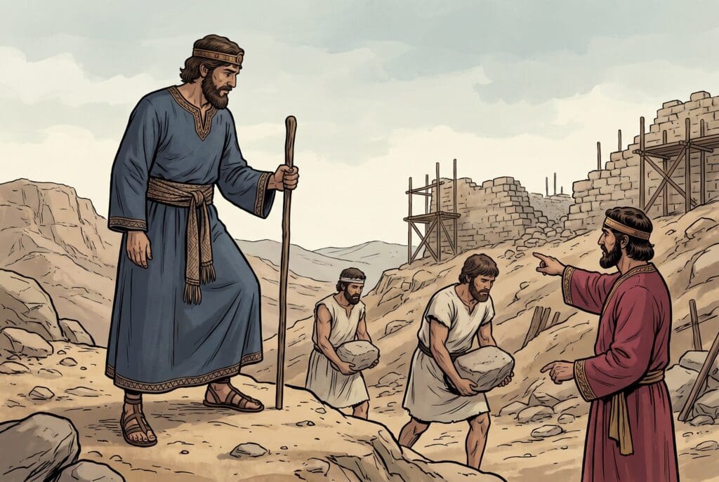 Comic book style illustration depicting a scene from 1 Kings chapter 16