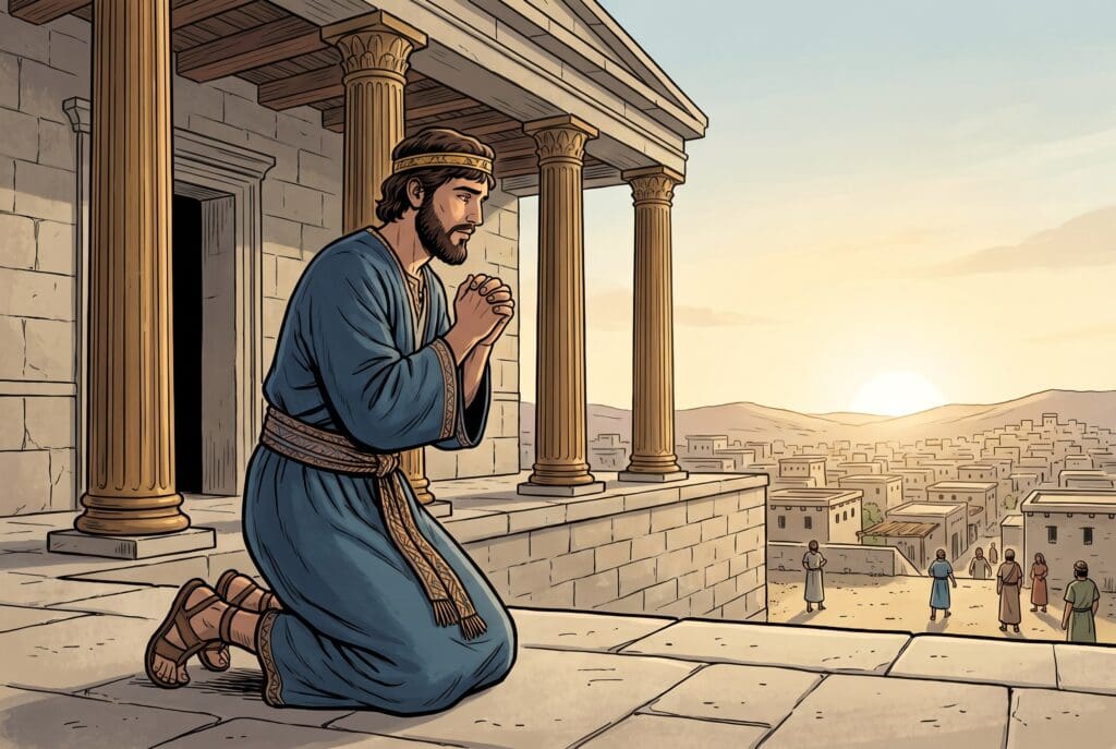 Comic book style illustration representing the book of 1 Kings