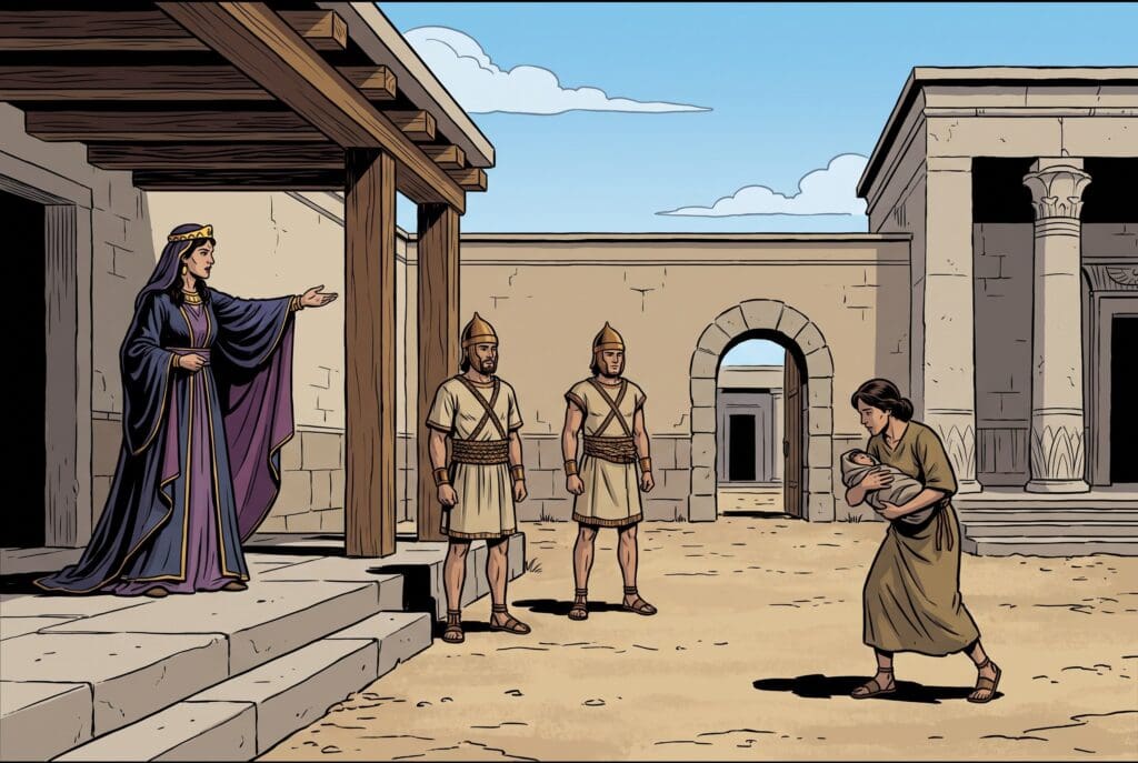 Comic book style illustration depicting a scene from 2 Chronicles chapter 22