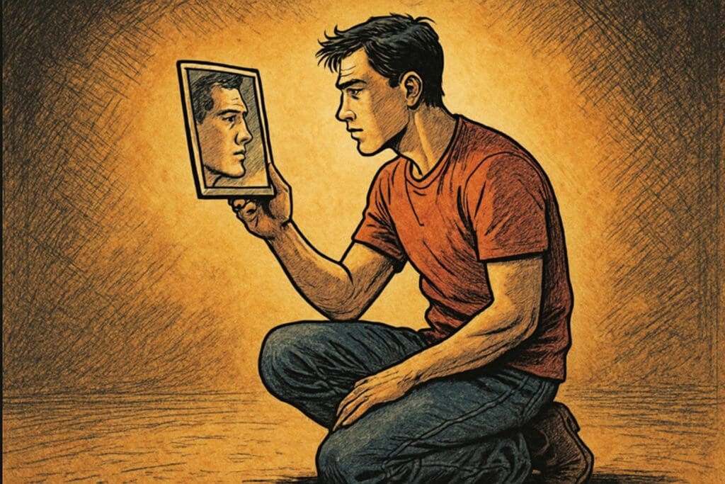 Comic book style illustration depicting a scene from 2 Corinthians chapter 13