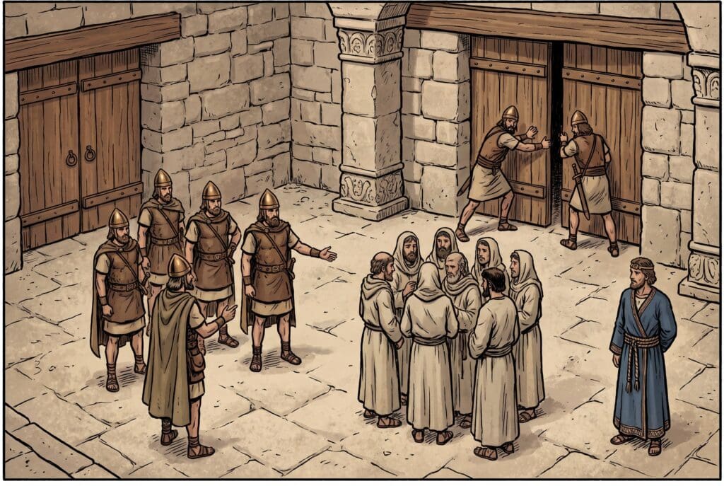 Comic book style illustration depicting a scene from 2 Kings chapter 10