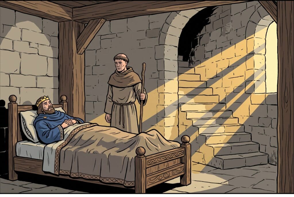 Comic book style illustration depicting a scene from 2 Kings chapter 20