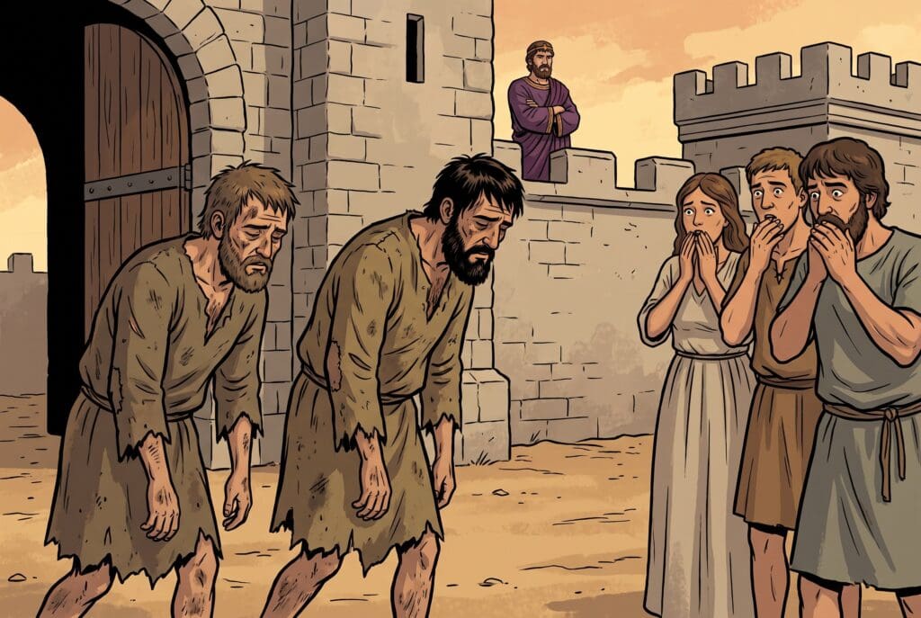 Comic book style illustration depicting a scene from 2 Samuel chapter 10