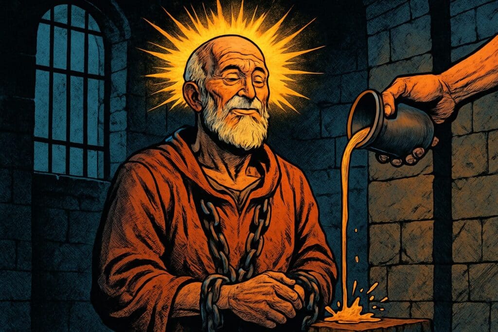 Comic book style illustration depicting a scene from 2 Timothy chapter 4
