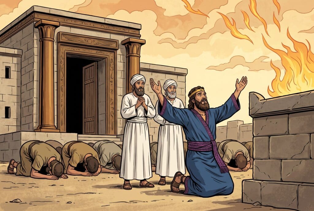 Comic book style illustration representing the book of 2 Chronicles