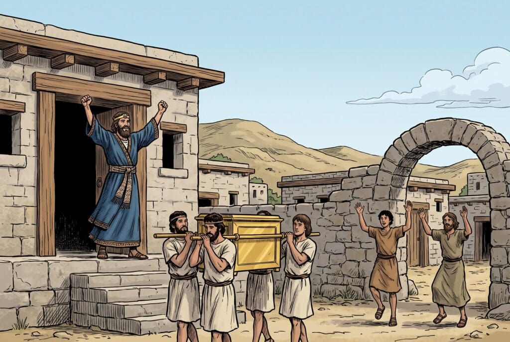 Comic book style illustration representing the book of 2 Samuel