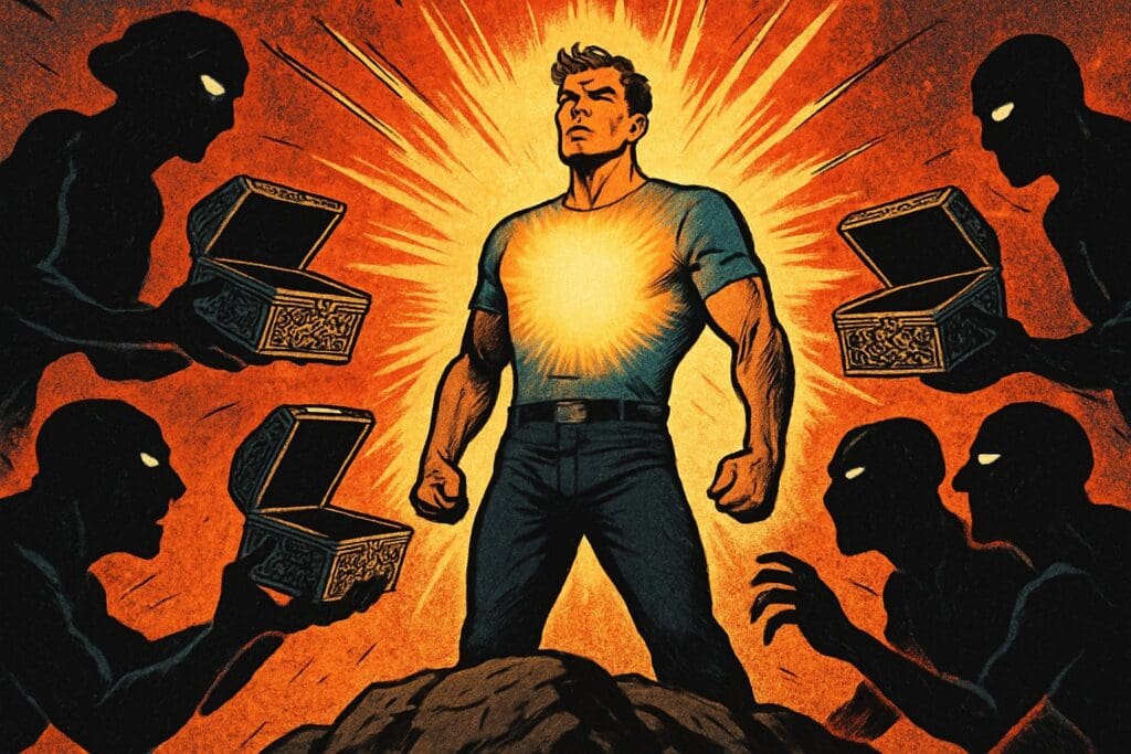 Comic book style illustration depicting a scene from Colossians chapter 2