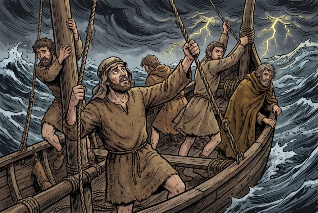 Comic book style illustration depicting a scene from Enoch chapter 101
