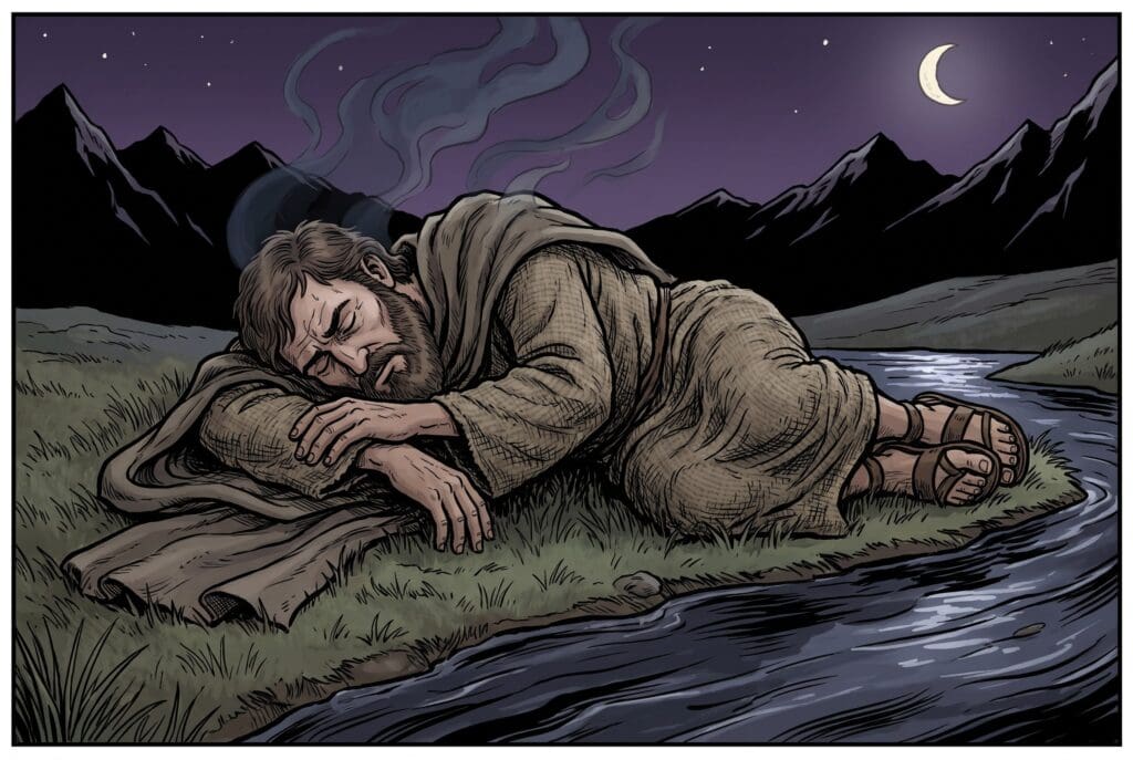 Comic book style illustration depicting a scene from Enoch chapter 13