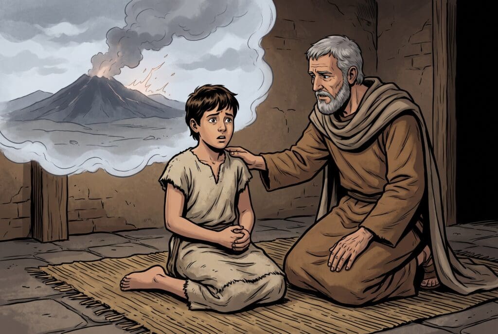 Comic book style illustration depicting a scene from Enoch chapter 83