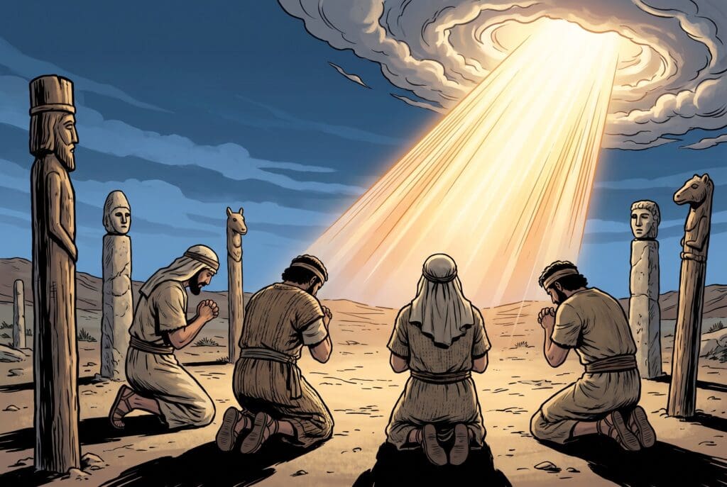 Comic book style illustration depicting a scene from Enoch chapter 99