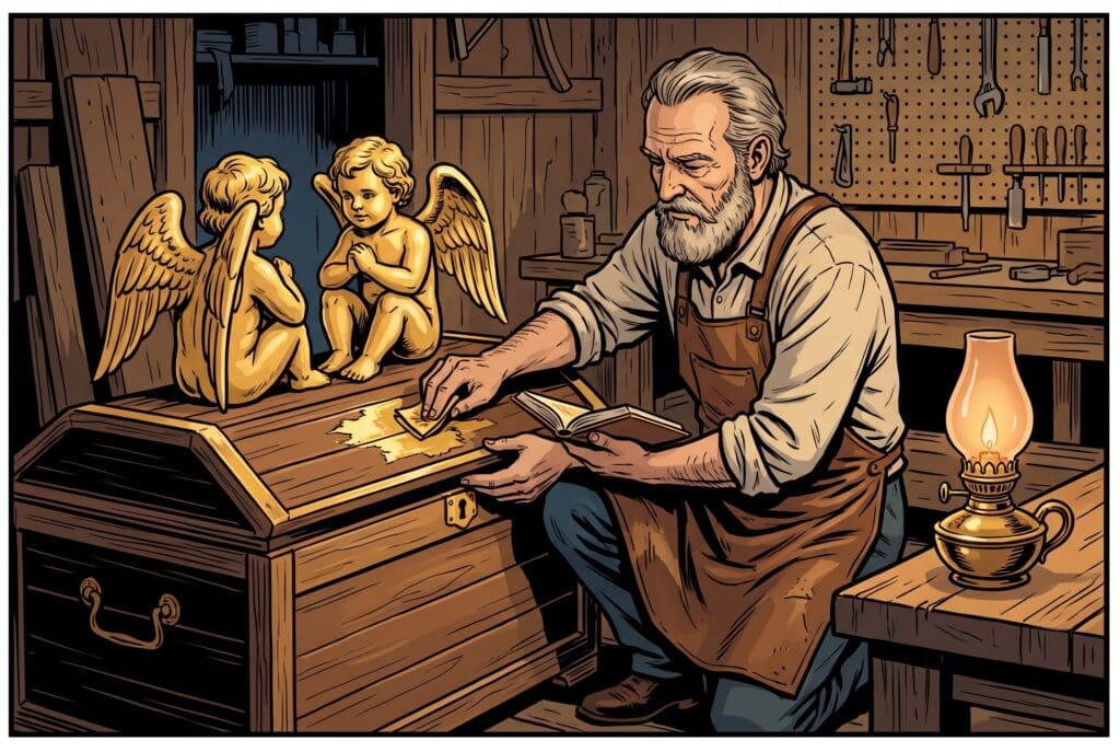 Comic book style illustration depicting a scene from Exodus chapter 37