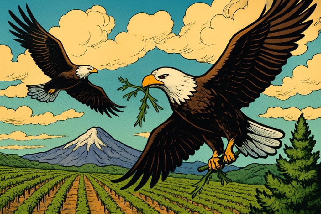 Comic book style illustration depicting a scene from Ezekiel chapter 17