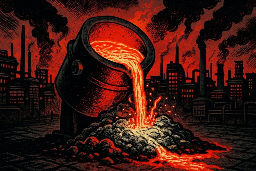 Comic book style illustration depicting a scene from Ezekiel chapter 22