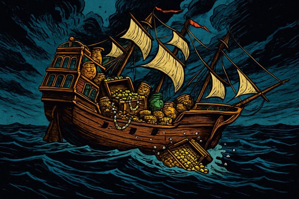 Comic book style illustration depicting a scene from Ezekiel chapter 27