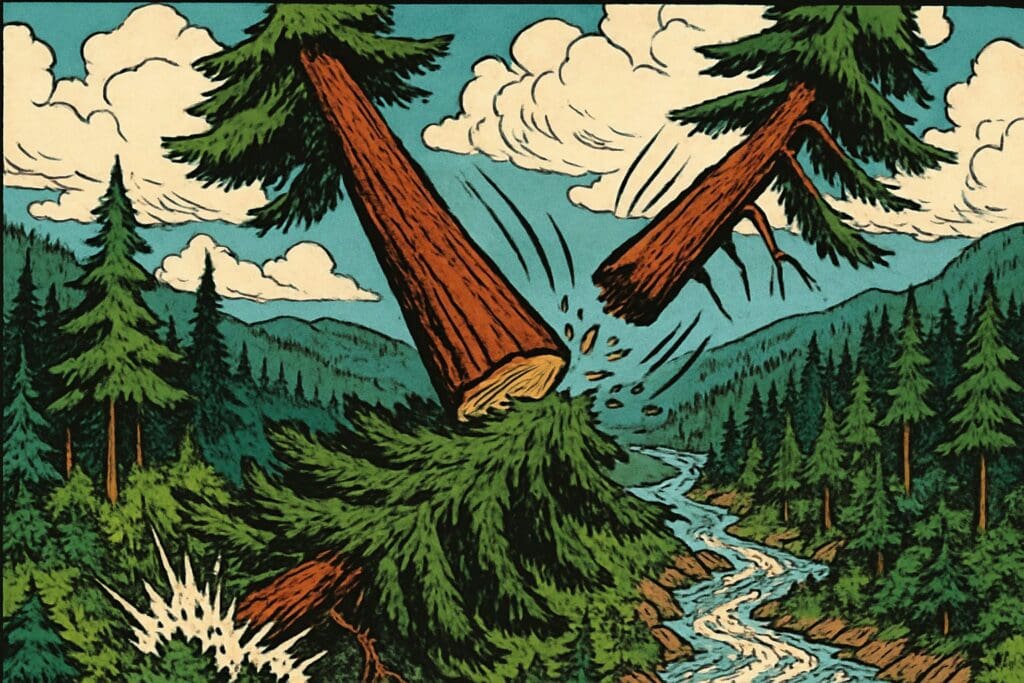 Comic book style illustration depicting a scene from Ezekiel chapter 31