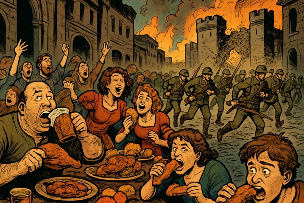 Comic book style illustration depicting a scene from Isaiah chapter 22