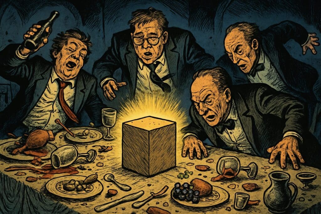 Comic book style illustration depicting a scene from Isaiah chapter 28