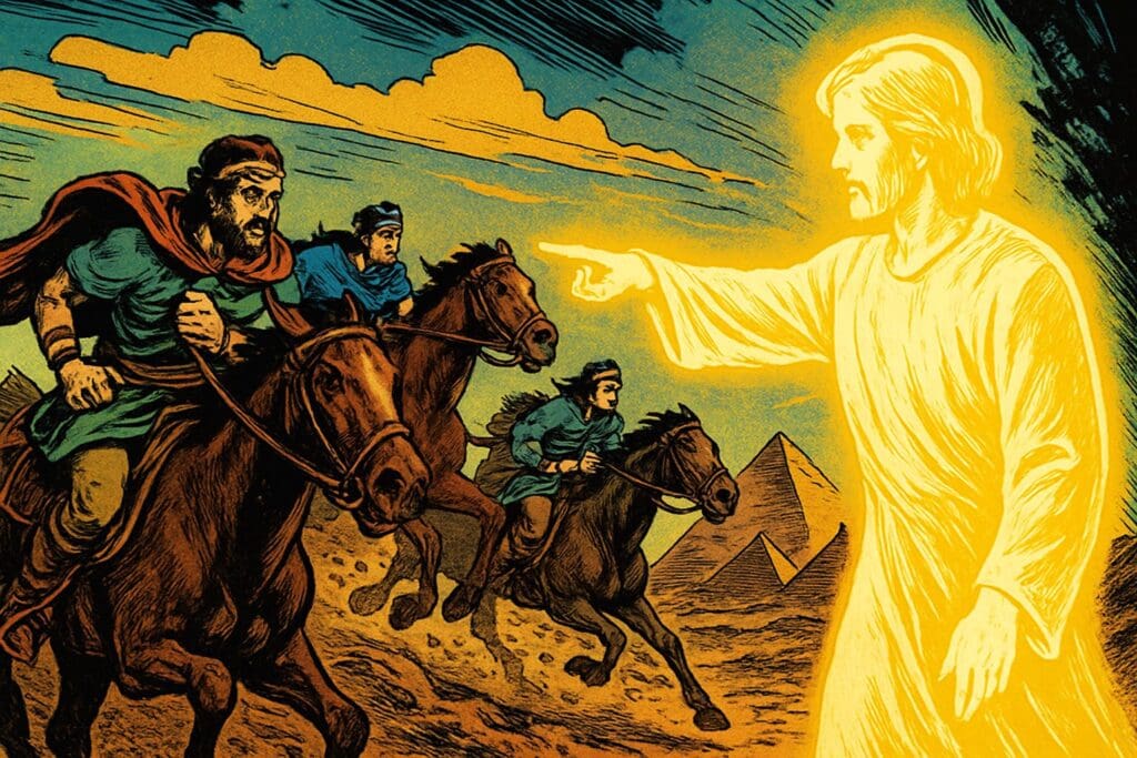 Comic book style illustration depicting a scene from Isaiah chapter 30