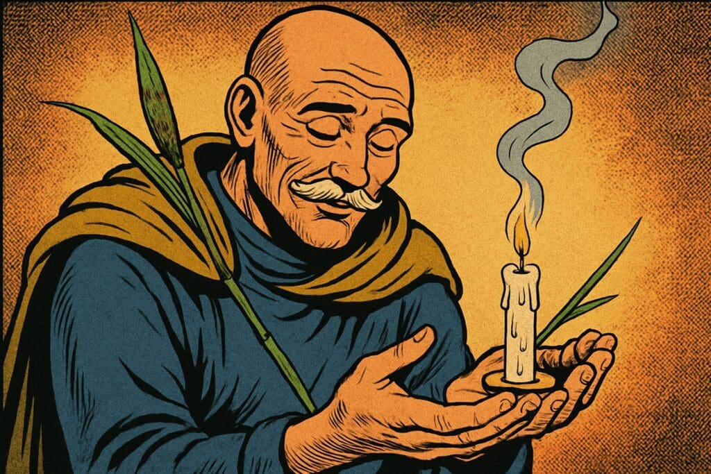 Comic book style illustration depicting a scene from Isaiah chapter 42