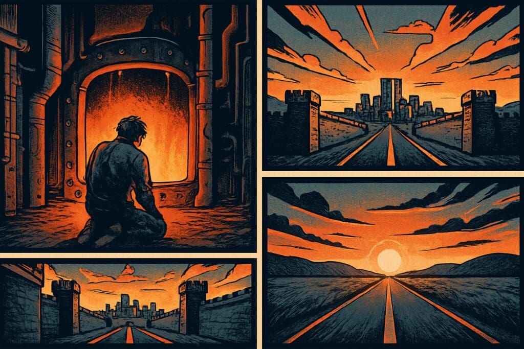 Comic book style illustration depicting a scene from Isaiah chapter 48