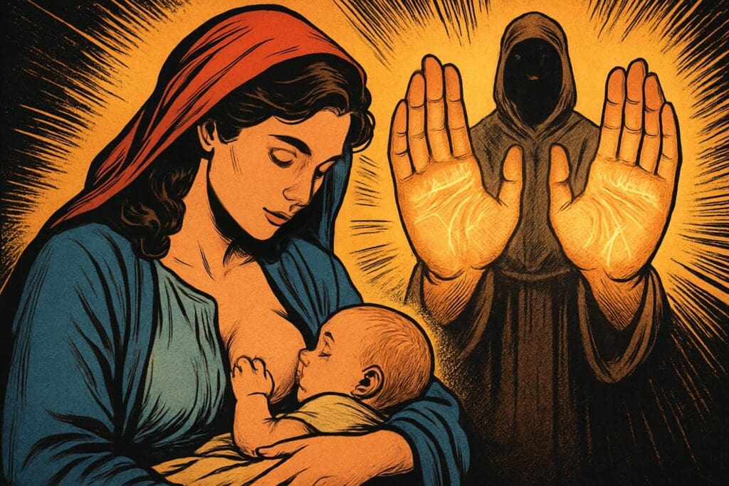 Comic book style illustration depicting a scene from Isaiah chapter 49