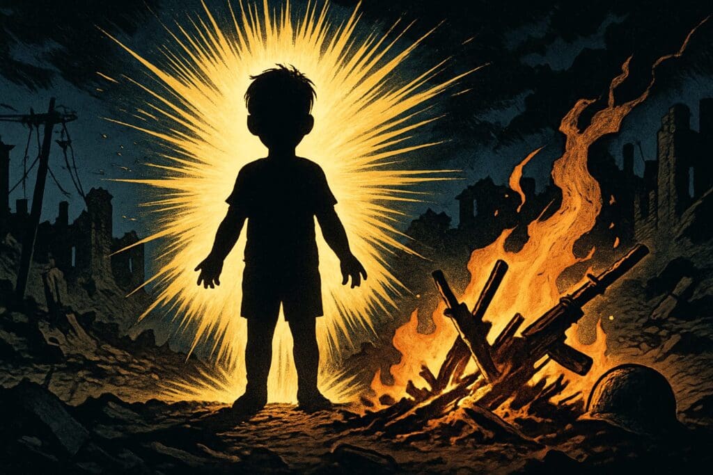 Comic book style illustration depicting a scene from Isaiah chapter 9