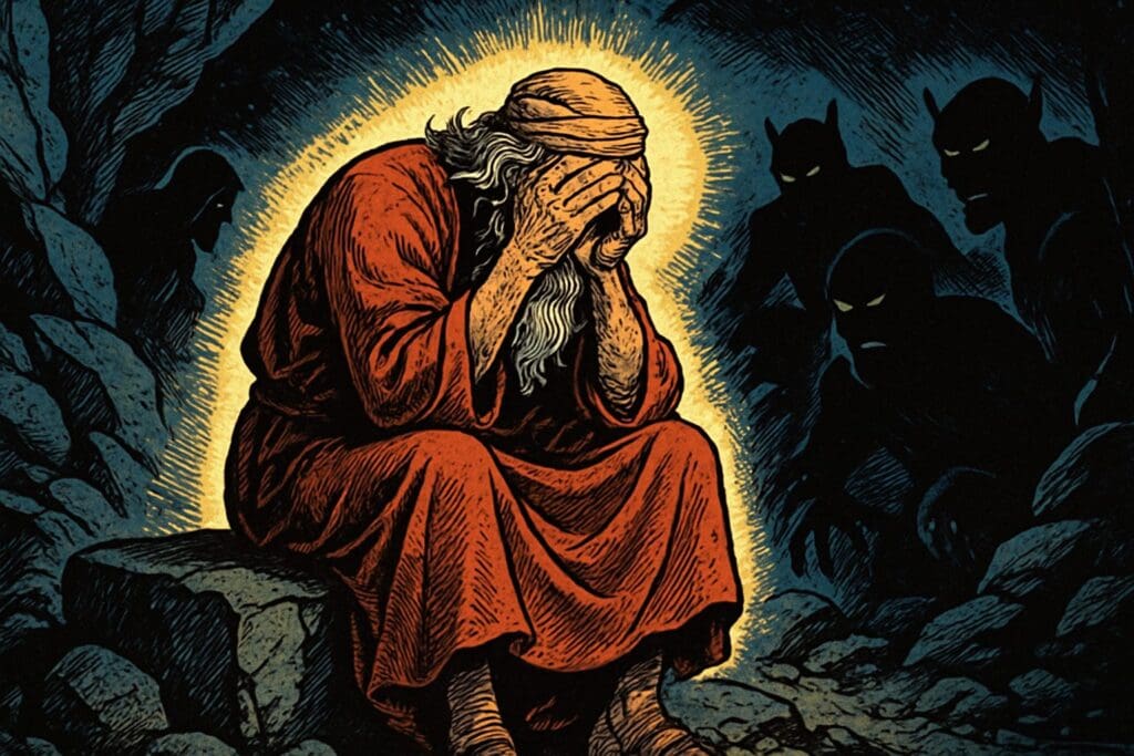 Comic book style illustration depicting a scene from Jeremiah chapter 15
