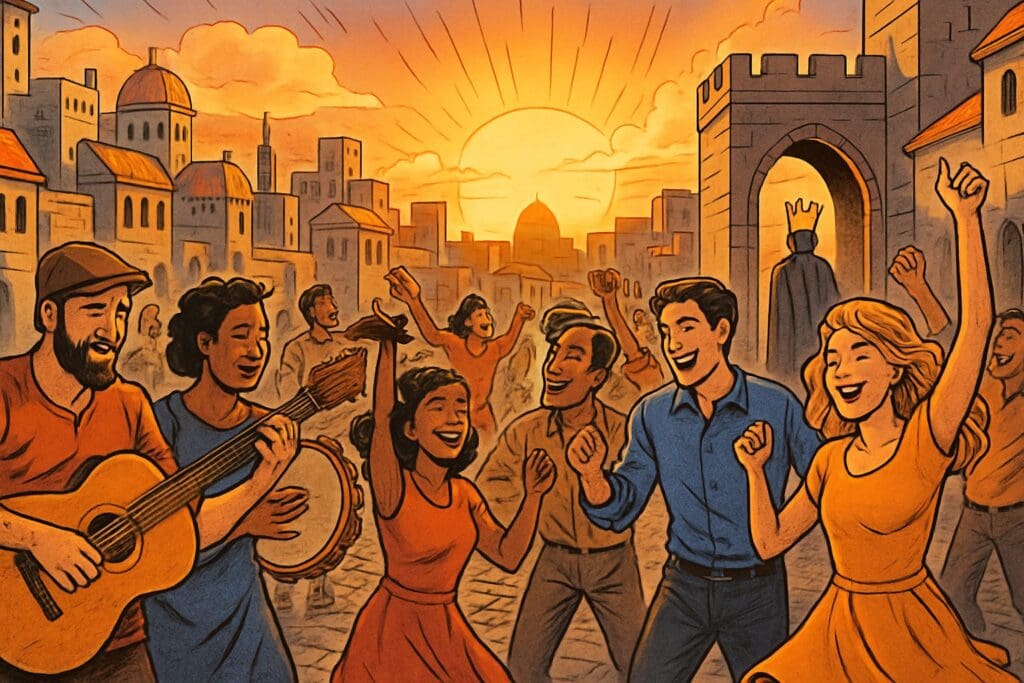 Comic book style illustration depicting a scene from Jeremiah chapter 33