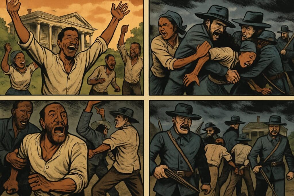 Comic book style illustration depicting a scene from Jeremiah chapter 34