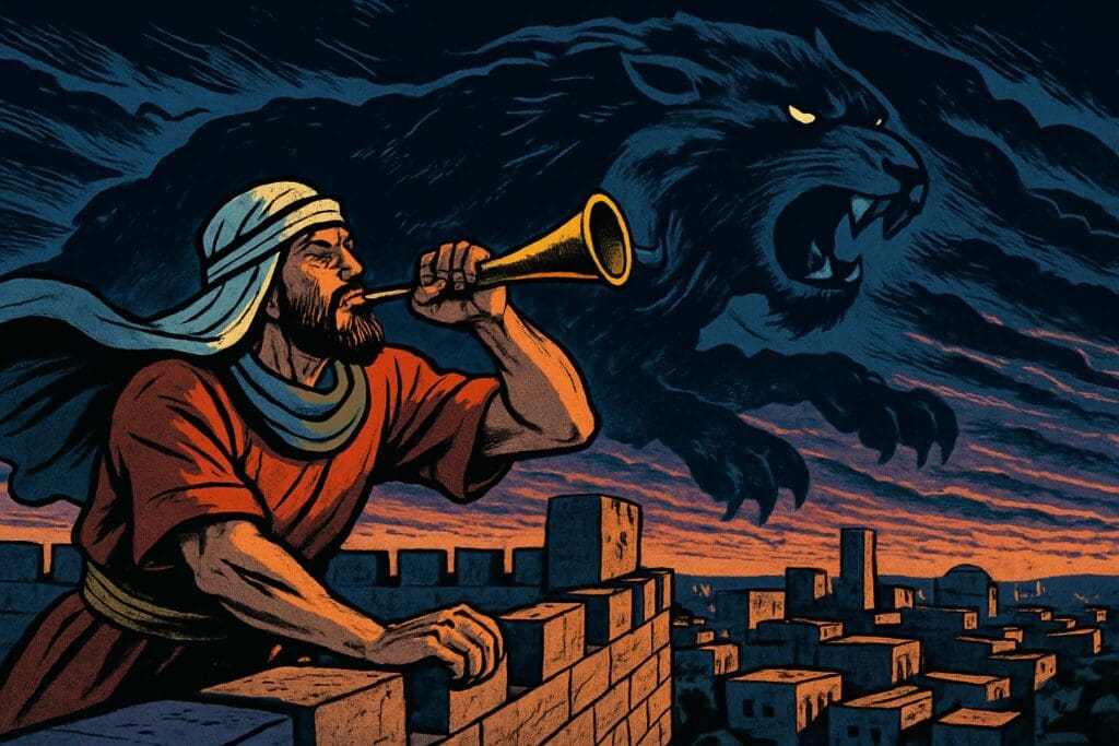 Comic book style illustration depicting a scene from Jeremiah chapter 4