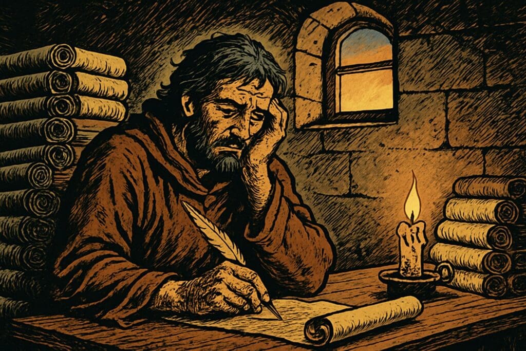 Comic book style illustration depicting a scene from Jeremiah chapter 45