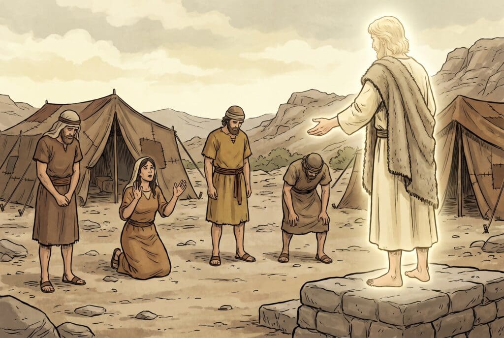 Comic book style illustration depicting a scene from Judges chapter 2