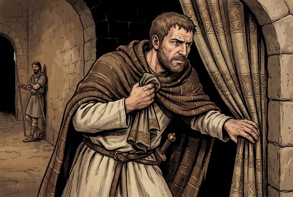 Comic book style illustration depicting a scene from Judges chapter 3
