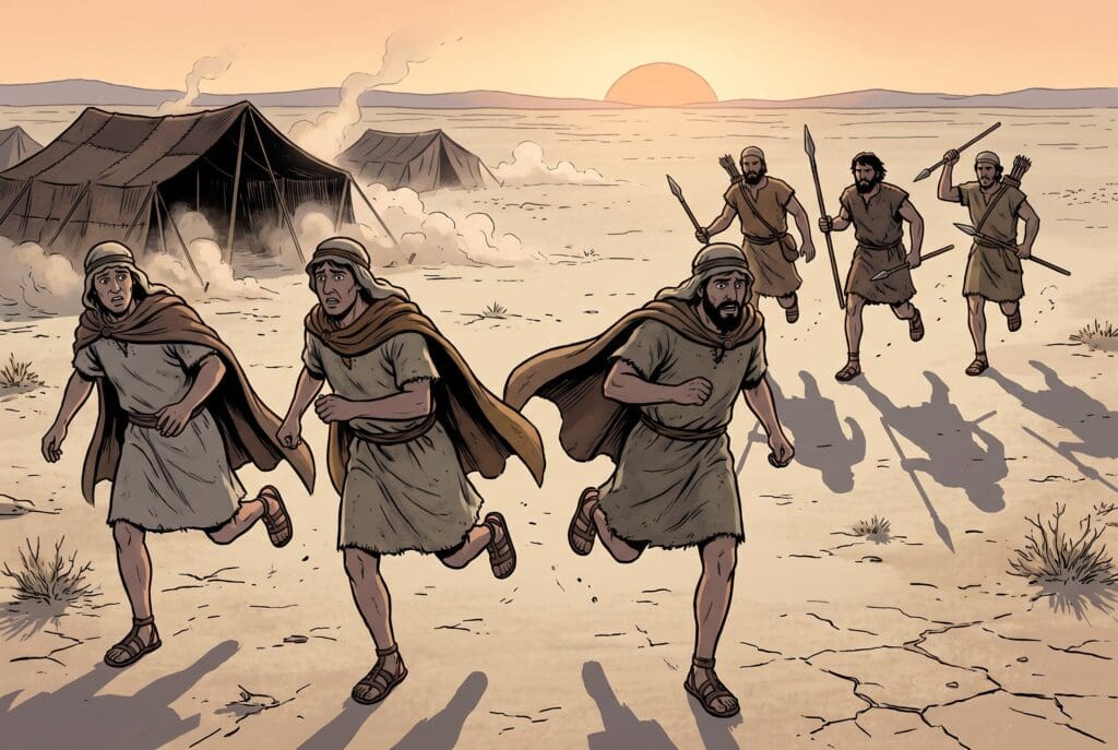 Comic book style illustration depicting a scene from Judith chapter 15
