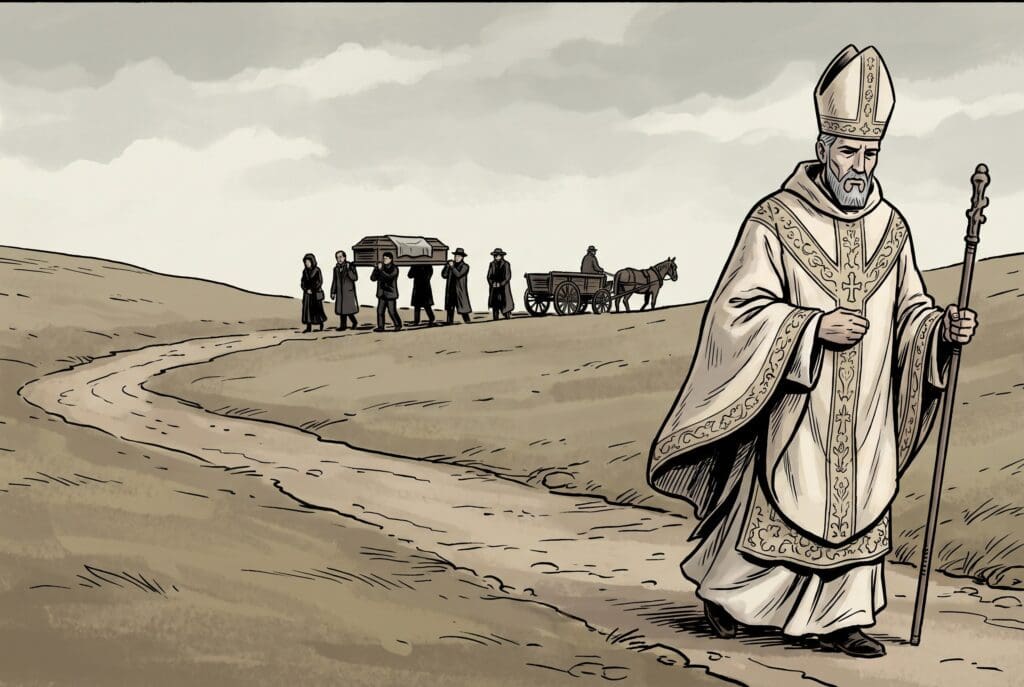 Comic book style illustration depicting a scene from Leviticus chapter 21