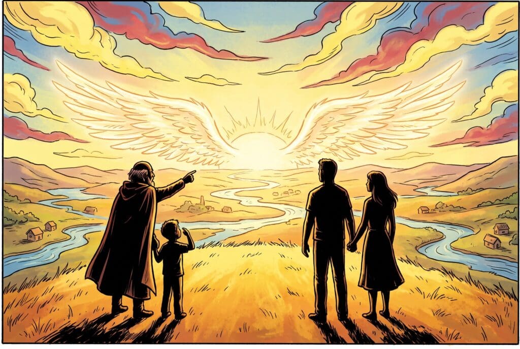 Comic book style illustration depicting a scene from Malachi chapter 4