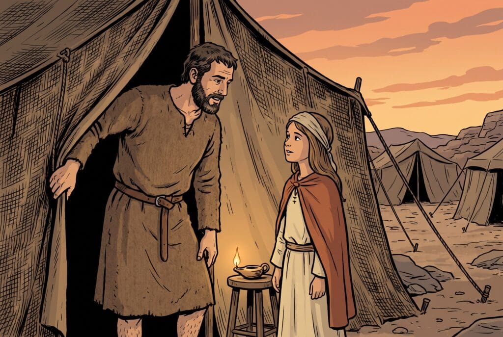 Comic book style illustration depicting a scene from Numbers chapter 30