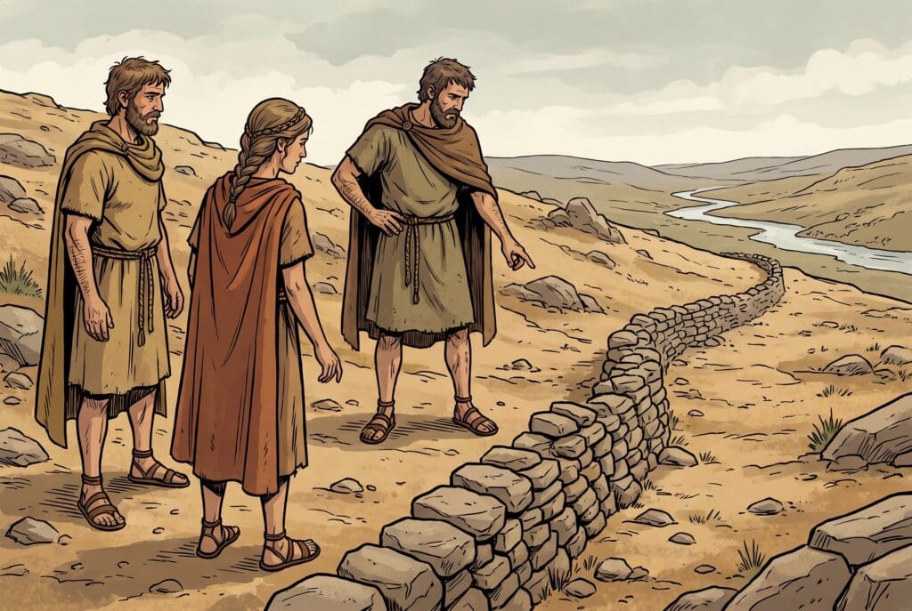 Comic book style illustration depicting a scene from Numbers chapter 34