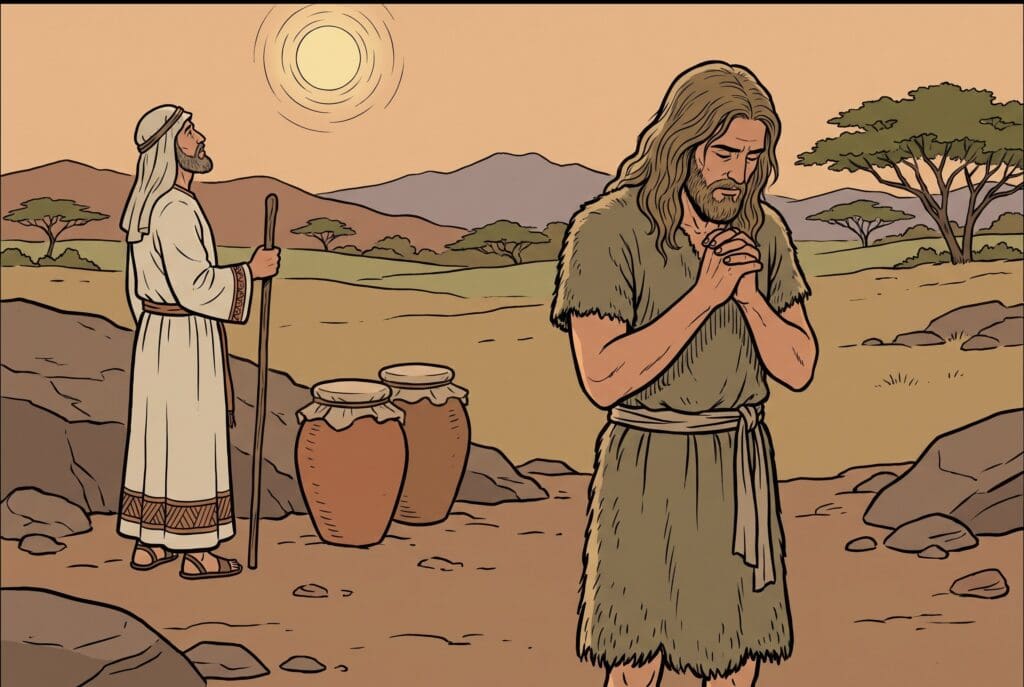 Comic book style illustration depicting a scene from Numbers chapter 6