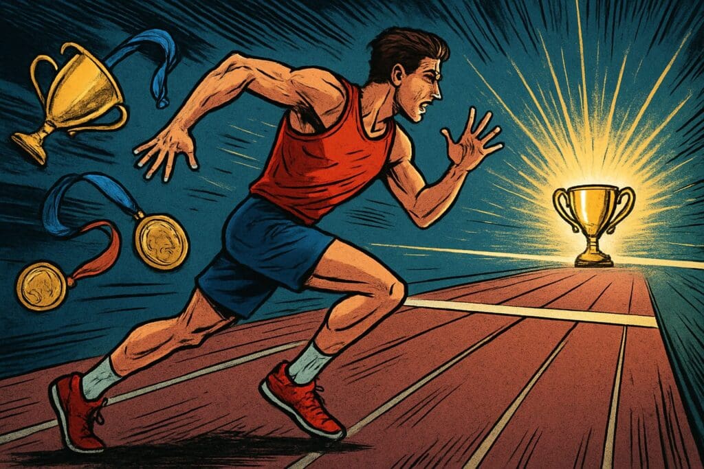 Comic book style illustration depicting a scene from Philippians chapter 3
